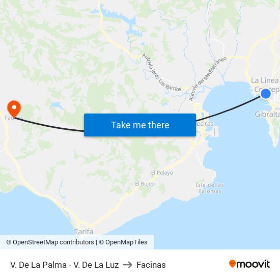 V. De La Palma - V. De La Luz to Facinas map