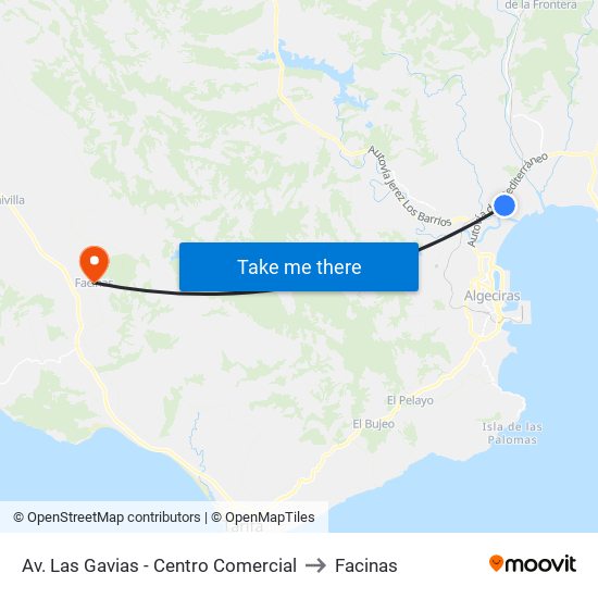 Av. Las Gavias - Centro Comercial to Facinas map