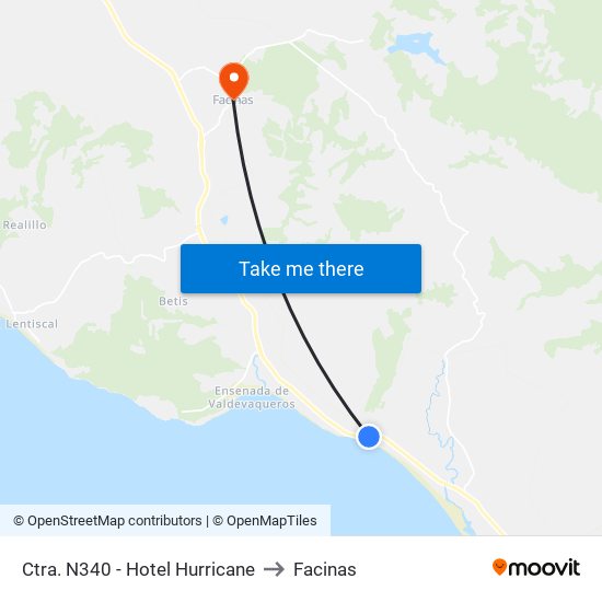 Ctra. N340 - Hotel Hurricane to Facinas map