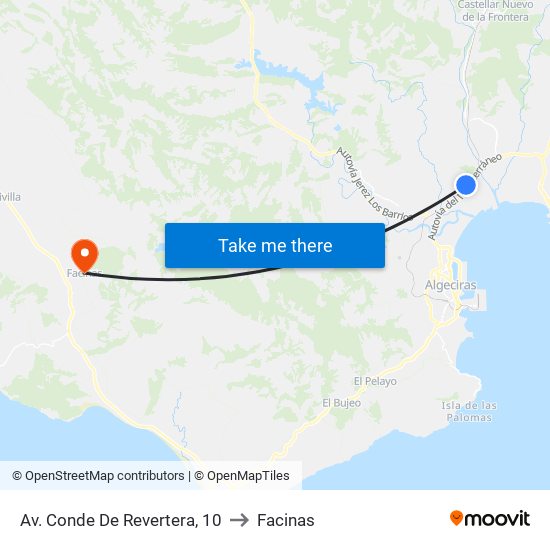 Av. Conde De Revertera, 10 to Facinas map