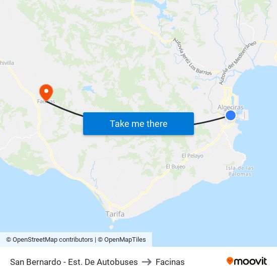 San Bernardo - Est. De Autobuses to Facinas map