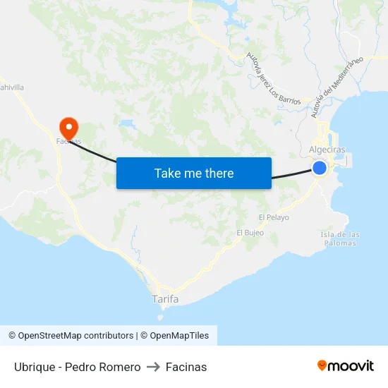 Ubrique - Pedro Romero to Facinas map