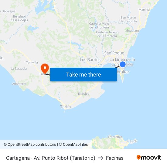 Cartagena - Av. Punto Ribot (Tanatorio) to Facinas map