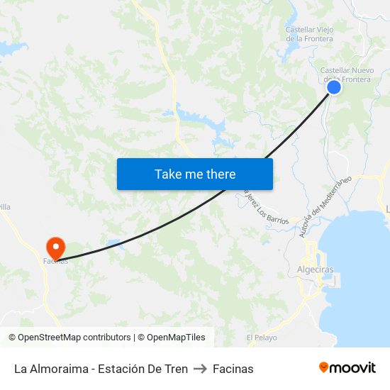 La Almoraima - Estación De Tren to Facinas map
