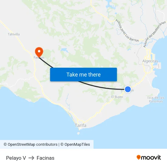 Pelayo V to Facinas map