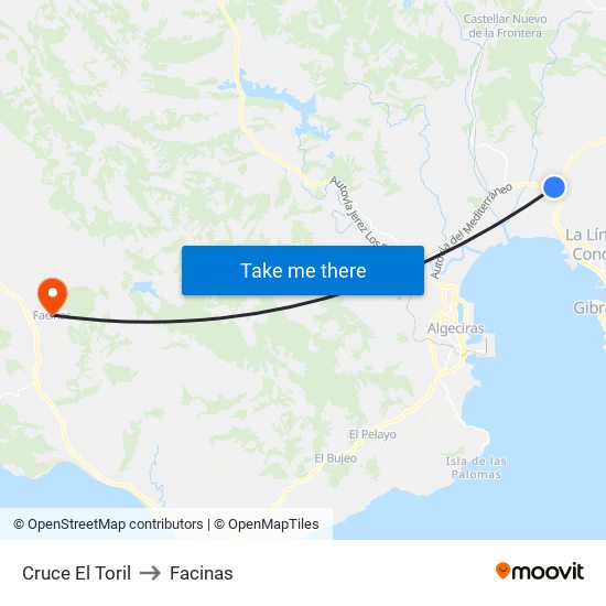 Cruce El Toril to Facinas map