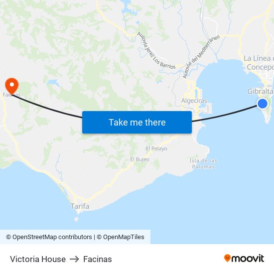 Victoria House to Facinas map