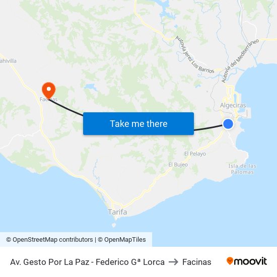 Av. Gesto Por La Paz - Federico Gª Lorca to Facinas map