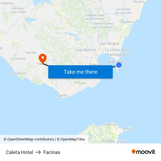 Caleta Hotel to Facinas map