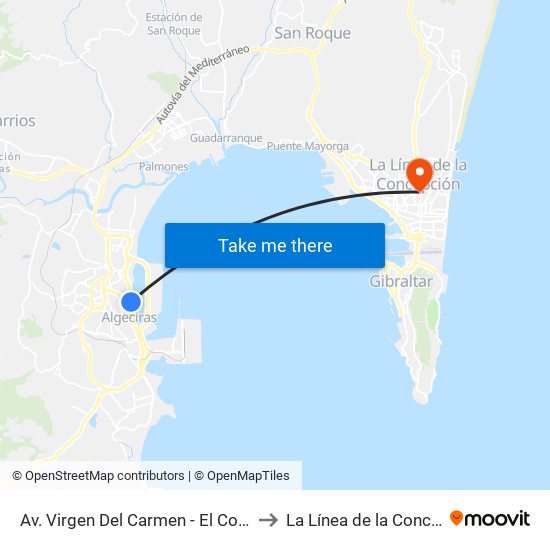 Av. Virgen Del Carmen - El Corte Inglés to La Línea de la Concepción map