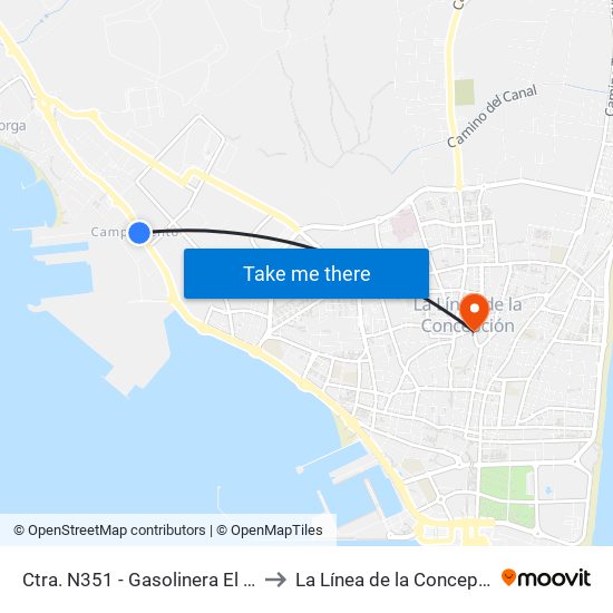 Ctra. N351 - Gasolinera El Polo to La Línea de la Concepción map