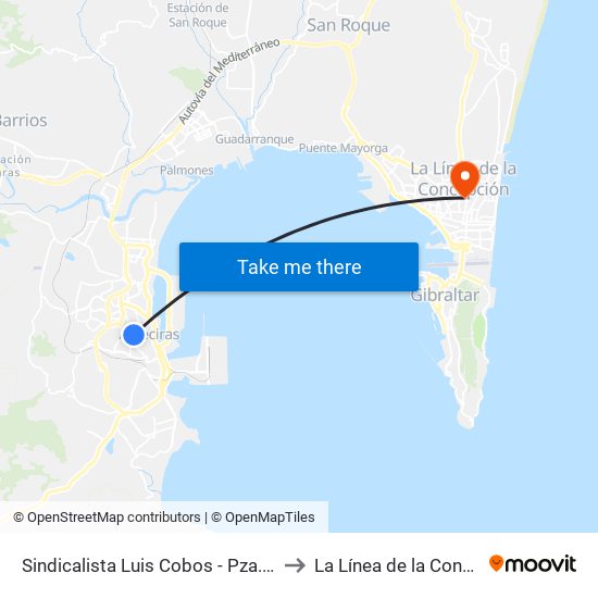 Sindicalista Luis Cobos - Pza. Andalucía to La Línea de la Concepción map