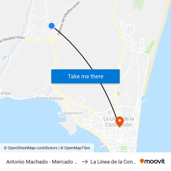 Antonio Machado - Mercado De Abastos to La Línea de la Concepción map