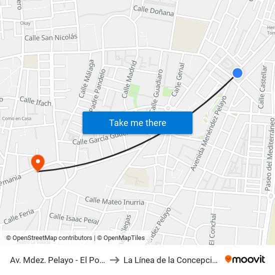 Av. Mdez. Pelayo - El Poni to La Línea de la Concepción map