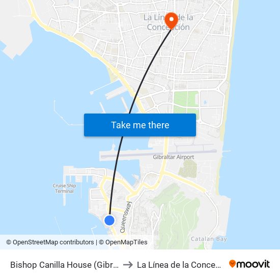 Bishop Canilla House (Gibraltar) to La Línea de la Concepción map