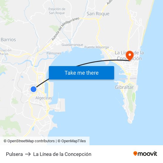 Pulsera to La Línea de la Concepción map