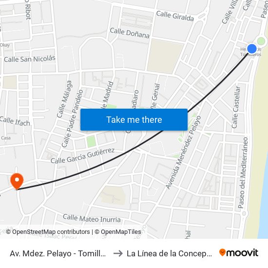 Av. Mdez. Pelayo - Tomilleros to La Línea de la Concepción map