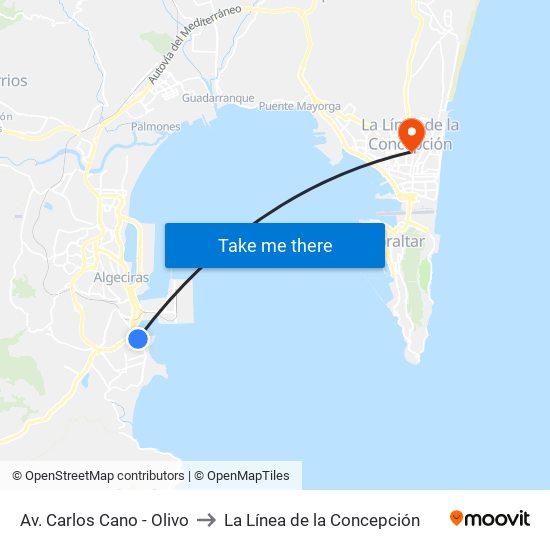 Av. Carlos Cano - Olivo to La Línea de la Concepción map