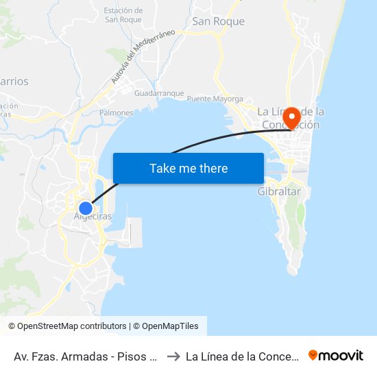 Av. Fzas. Armadas - Pisos Azules to La Línea de la Concepción map