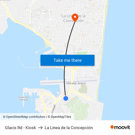 Glacis Rd - Kiosk to La Línea de la Concepción map