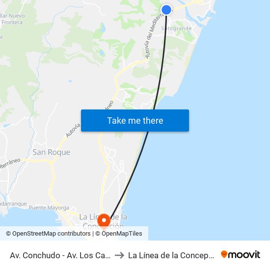 Av. Conchudo - Av. Los Canos to La Línea de la Concepción map