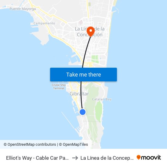 Elliot's Way - Cable Car Parking to La Línea de la Concepción map