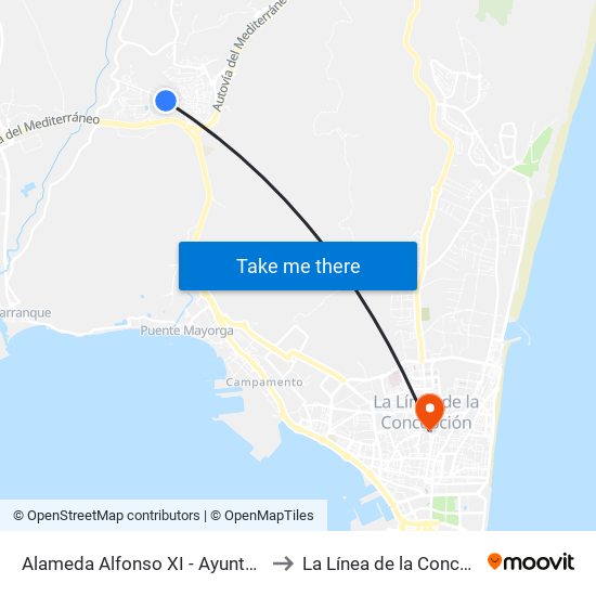 Alameda Alfonso XI - Ayuntamiento to La Línea de la Concepción map