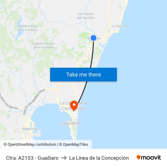 Ctra. A2103 - Guadiaro to La Línea de la Concepción map