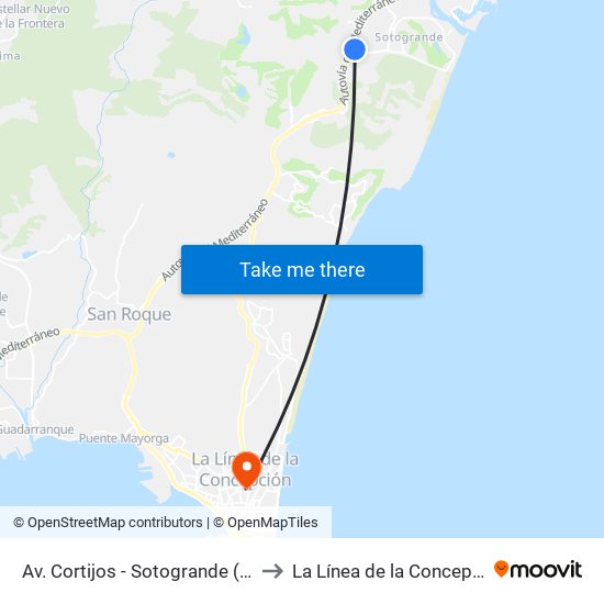 Av. Cortijos - Sotogrande (Alto) to La Línea de la Concepción map