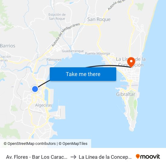 Av. Flores - Bar Los Caracoles to La Línea de la Concepción map