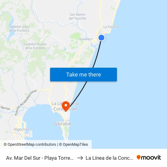 Av. Mar Del Sur - Playa Torreguadiaro to La Línea de la Concepción map