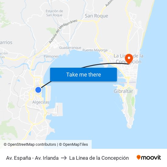 Av. España - Av. Irlanda to La Línea de la Concepción map