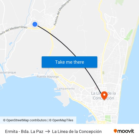 Ermita - Bda. La Paz to La Línea de la Concepción map