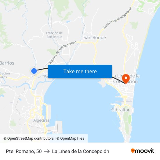 Pte. Romano, 50 to La Línea de la Concepción map