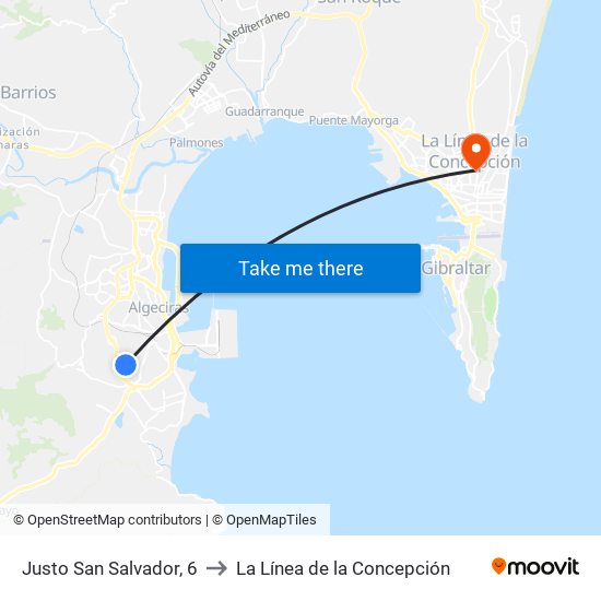 Justo San Salvador, 6 to La Línea de la Concepción map