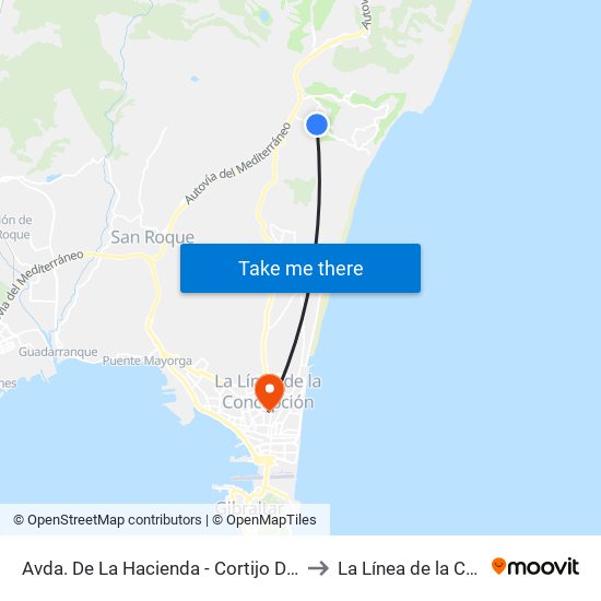 Avda. De La Hacienda - Cortijo De Las Aguzaderas to La Línea de la Concepción map