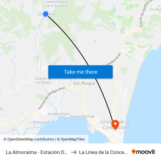 La Almoraima - Estación De Tren to La Línea de la Concepción map