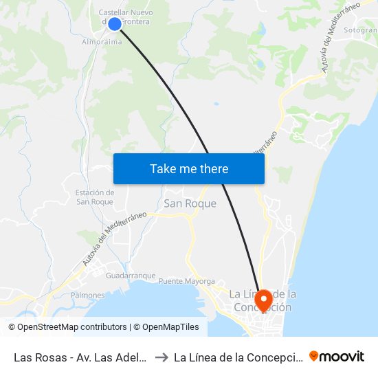 Las Rosas - Av. Las Adelfas to La Línea de la Concepción map