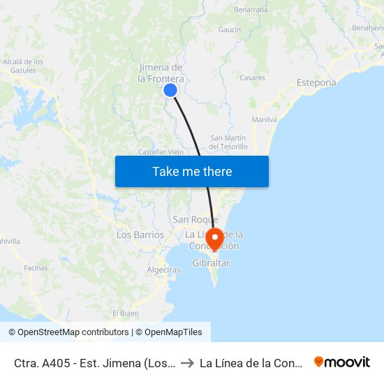 Ctra. A405 - Est. Jimena (Los Ángeles) to La Línea de la Concepción map