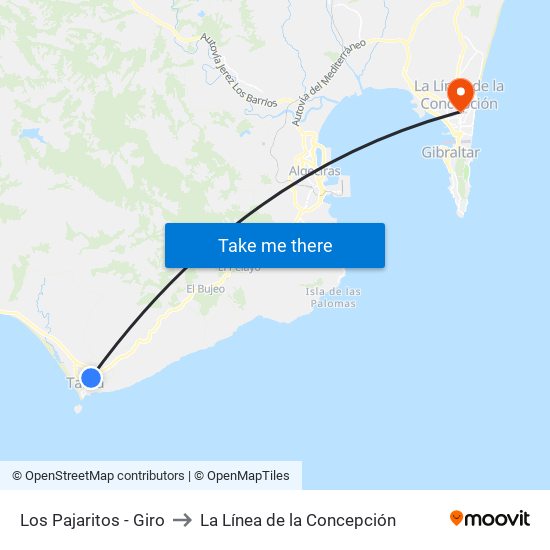 Los Pajaritos - Giro to La Línea de la Concepción map