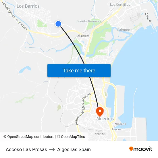 Acceso Las Presas to Algeciras Spain map