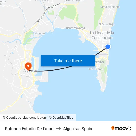 Rotonda Estadio De Fútbol to Algeciras Spain map