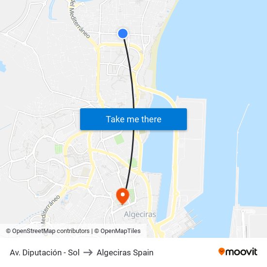 Av. Diputación - Sol to Algeciras Spain map