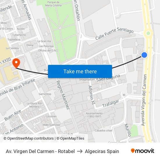 Avda. Virgen Del Carmen - Rotabel to Algeciras Spain map