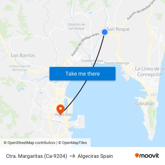 Ctra. Margaritas (Ca-9204) to Algeciras Spain map