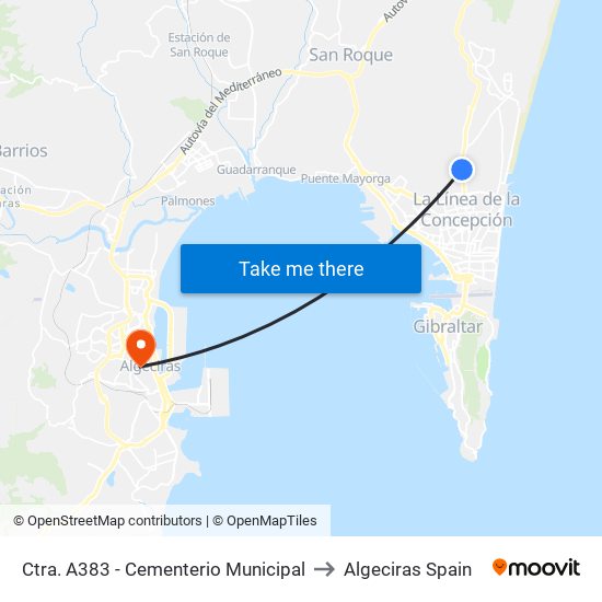 Ctra. A383 - Cementerio Municipal to Algeciras Spain map