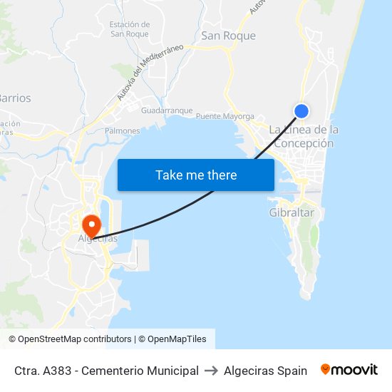 Ctra. A383 - Cementerio Municipal to Algeciras Spain map