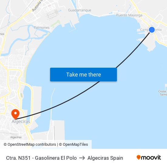 Ctra. N351 - Gasolinera El Polo to Algeciras Spain map