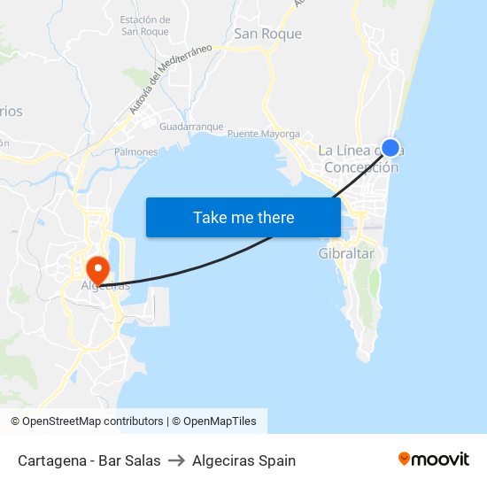 Cartagena - Bar Salas to Algeciras Spain map