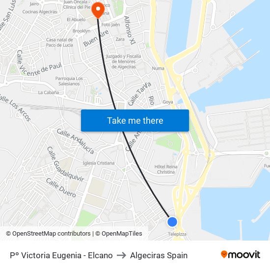 Pº Victoria Eugenia - Elcano to Algeciras Spain map